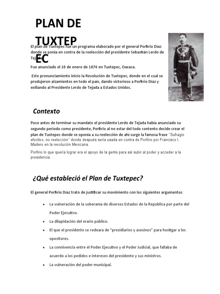 El Plan de Tuxtepec PDF Gobierno México