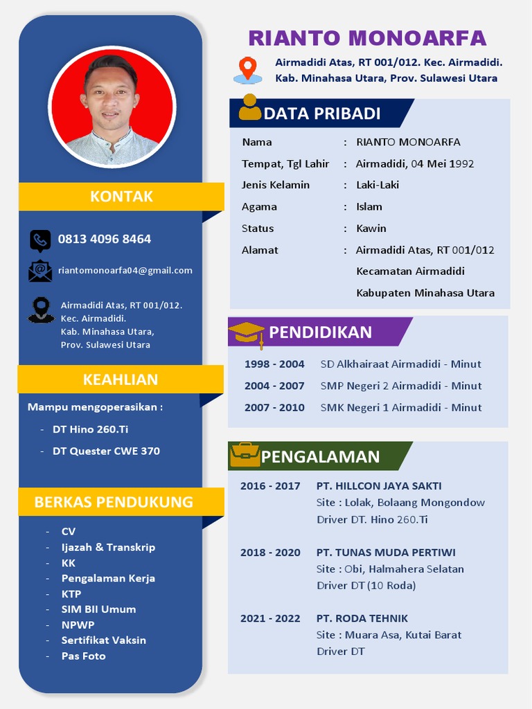 CV Rianto Monoarfa | PDF