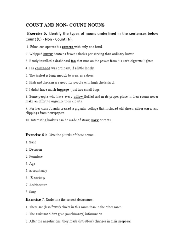 Count and Non-Count Nouns | PDF