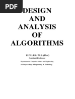 Design AND Analysis OF Algorithms: K.PALRAJ M.E., (PH.D)