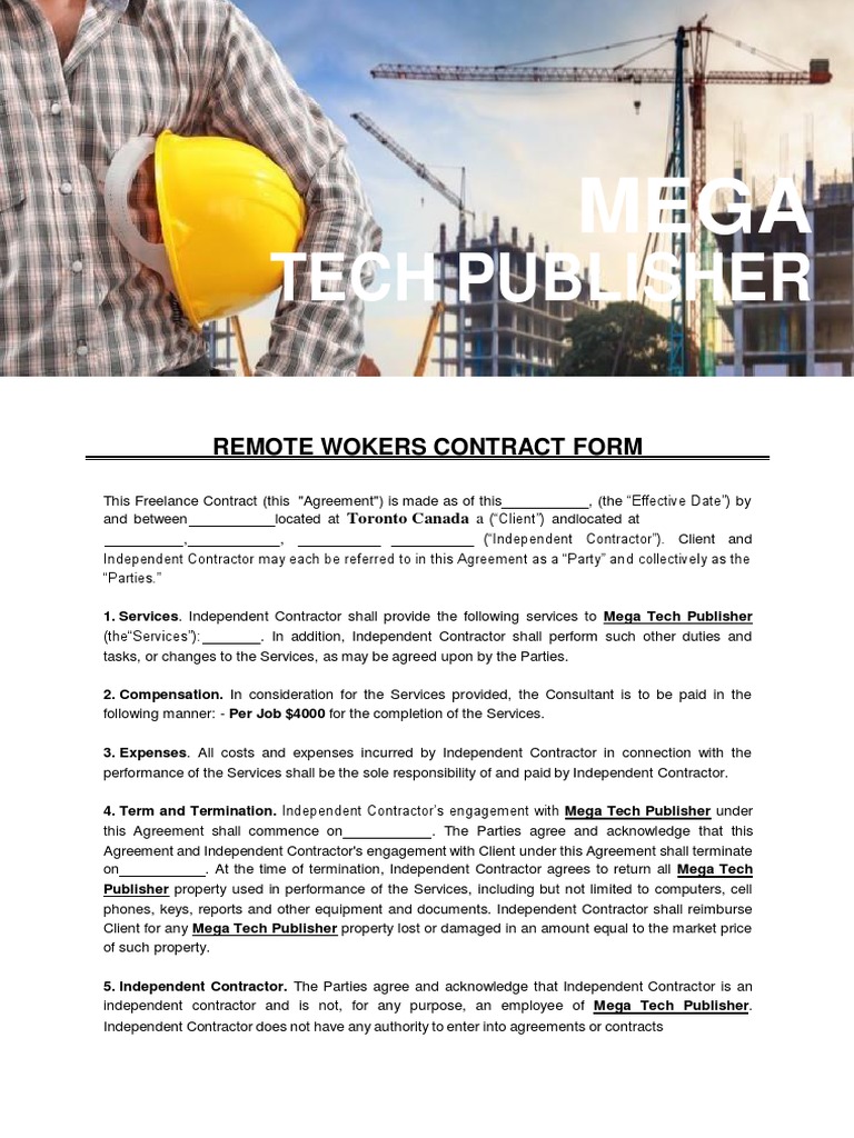 Remote Wokers Contract Form 1 | PDF | Indemnity | Employment