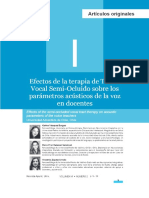 Vista de Efectos de la terapia de Tracto Vocal Semi-Ocluido sobre los parámetros acústicos de la voz en docentes