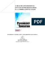 Mental Health and Emotional Intelligence of Senior High School Students: A Correlational Study