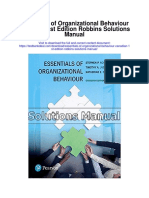 Essentials of Organizational Behaviour Canadian 1st Edition Robbins Solutions Manual