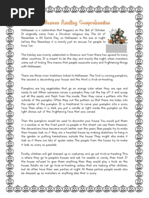 Halloween Reading Comprehension
