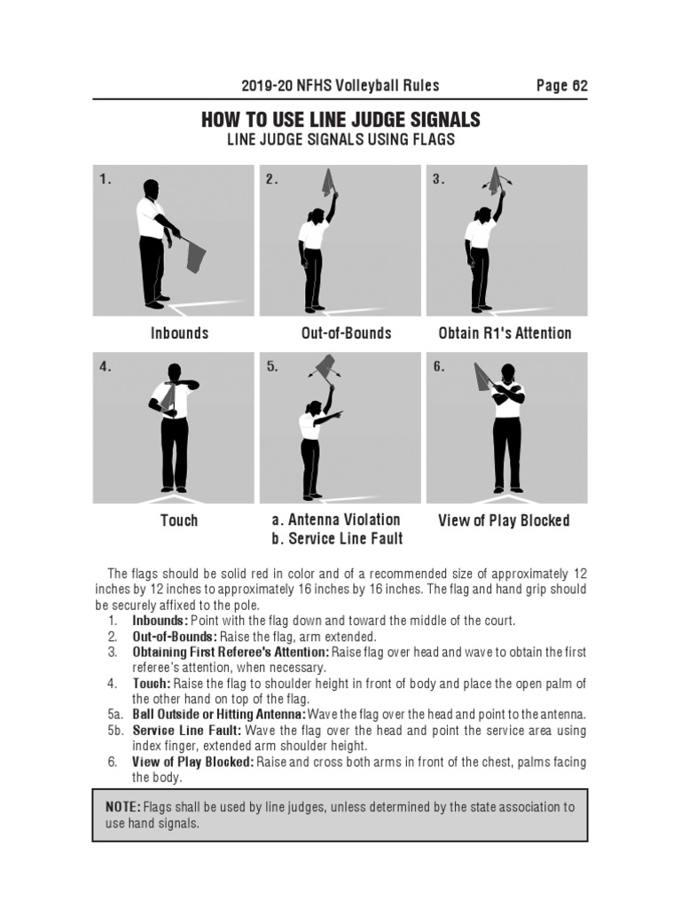 2019 20 Line Judge Signals Pdf Volleyball Hand