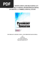 Academic Motivation and Self-Efficacy Among Public School Senior High School Students: A Correlational Study