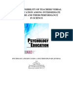 Comprehensibility of Teachers Verbal Communication Among Intermediate Learners and Their Performance in Science