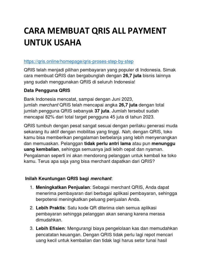 Cara Membuat Qris All Payment Untuk Usaha Pdf