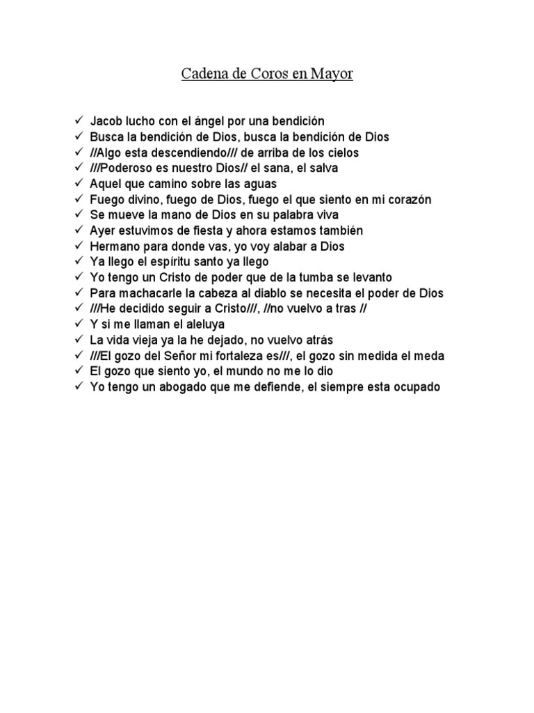 Cadenas De Coros Pdf Jesús Bendición