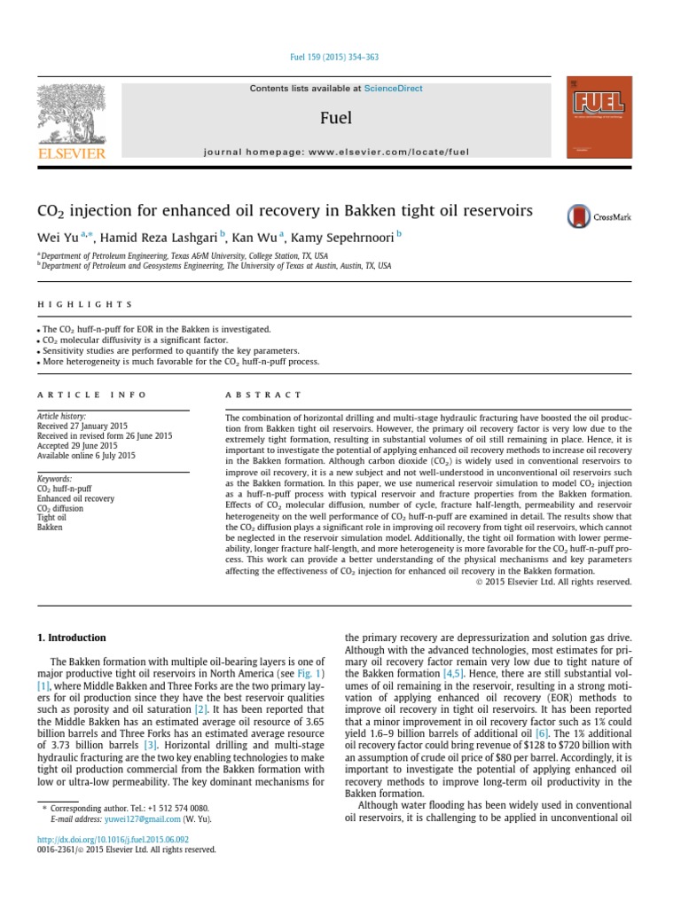 CO2 Injection for Enhanced Oil Recovery | PDF | Petroleum | Petroleum ...