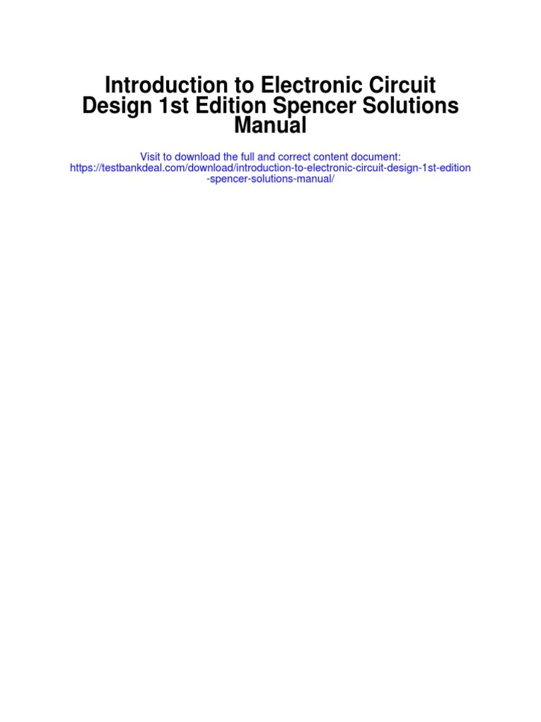 Introduction To Electronic Circuit Design 1st Edition Spencer Solutions