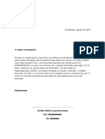 Modelo de Carta de Recomendacion Laboral Guatemala