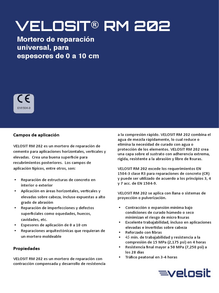 Velosit RM 202 Español | PDF | Hormigón | Agua
