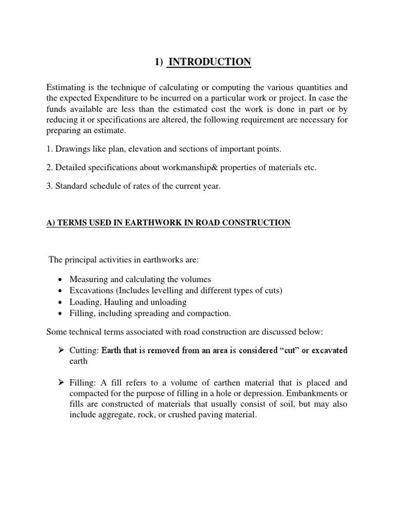 Earthwork Estimation in Road Construction | PDF | Real Estate Appraisal ...