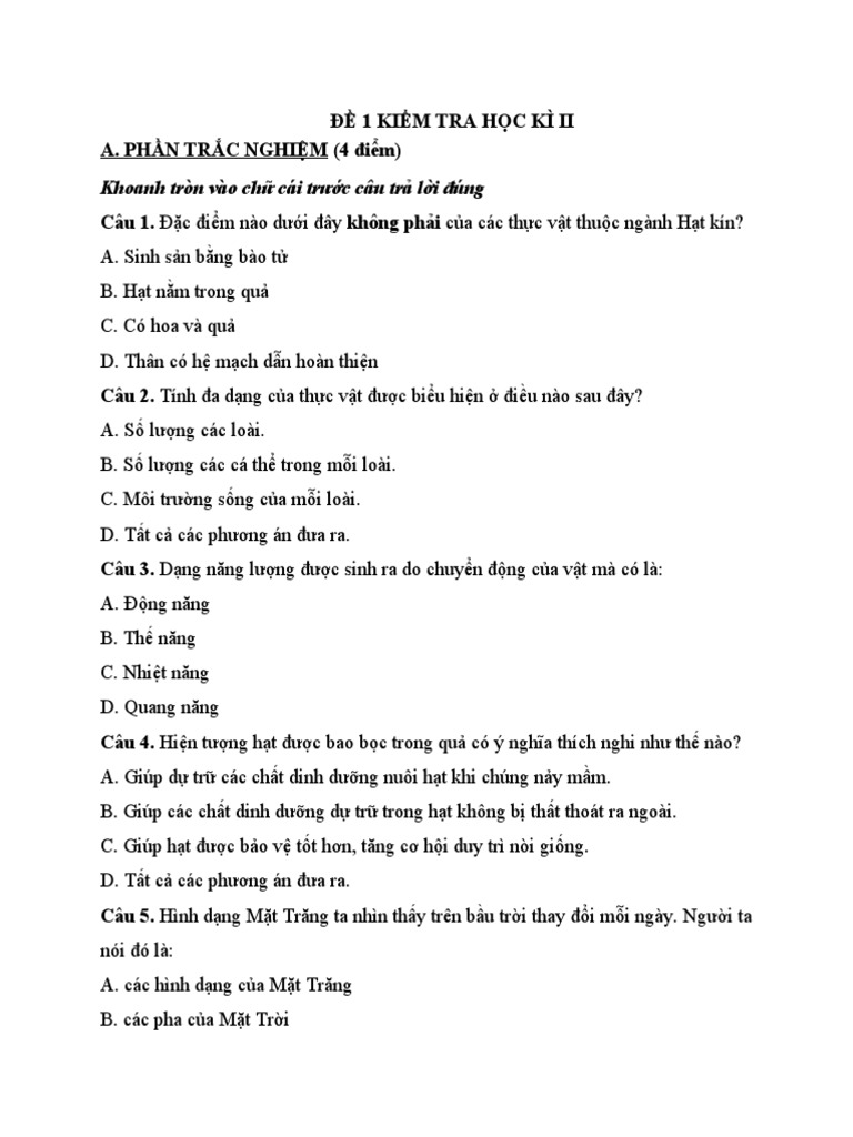 K.Cuối Kì 2 KHTN | PDF