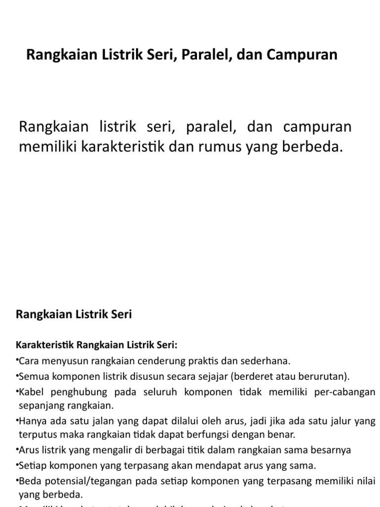 Rangkaian Listrik Seri Paralel Dan Campuran Pdf Sains Matematika
