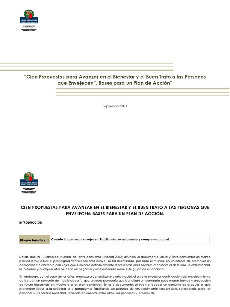 100 Propuestas para Mejorar La Calidad de Vida de Los Mayores | PDF