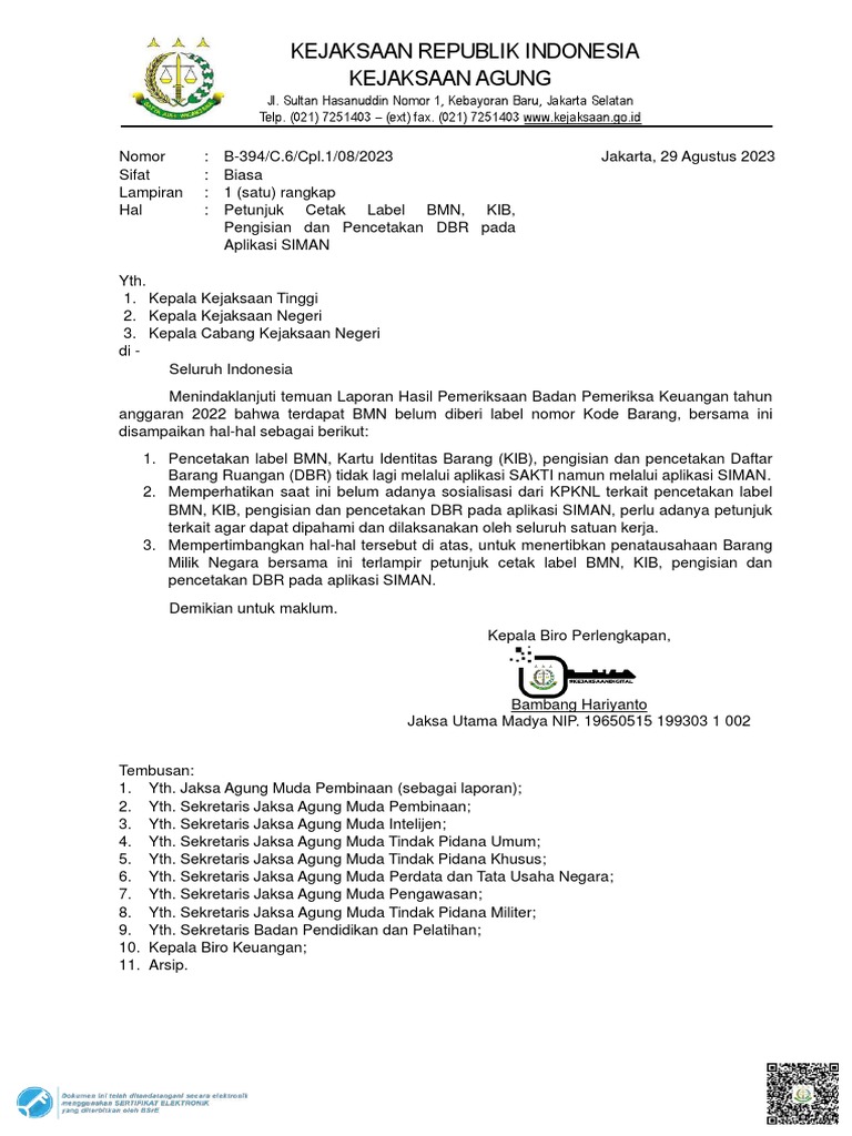 Petunjuk Cetak Label BMN di SIMAN | PDF