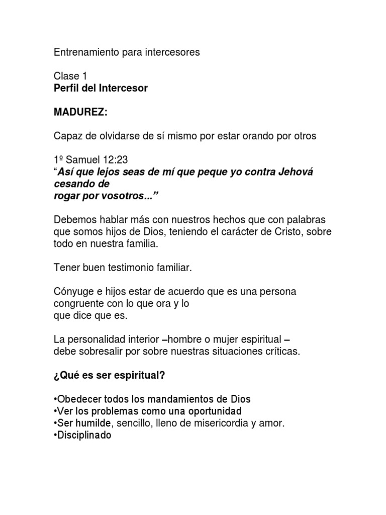 Perfil y Madurez del Intercesor | PDF | Sacerdote | Intercesión