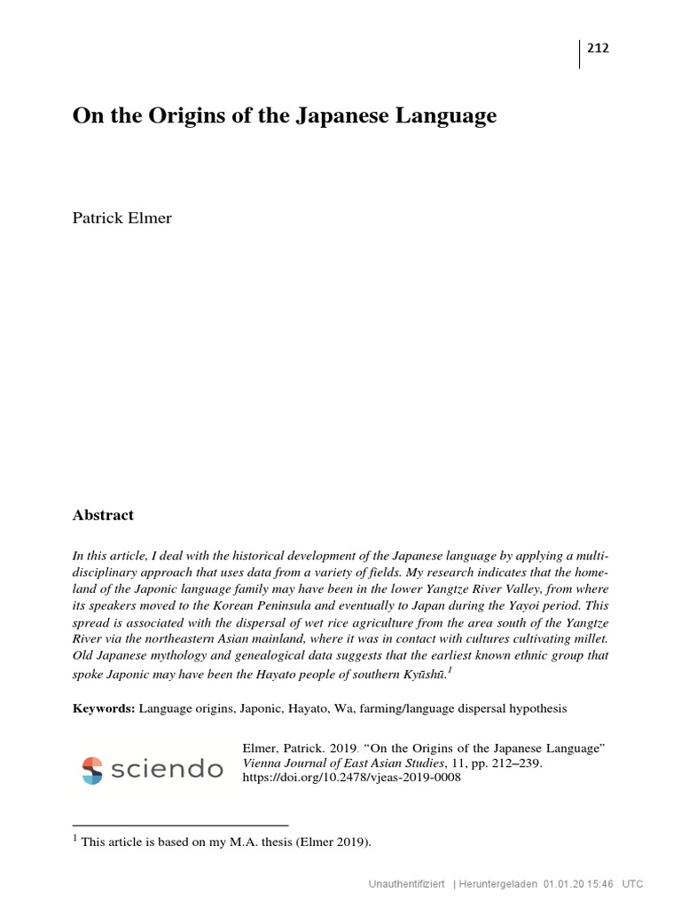 On_the_Origins_of_the_Japanese_Language PDF Human Communication