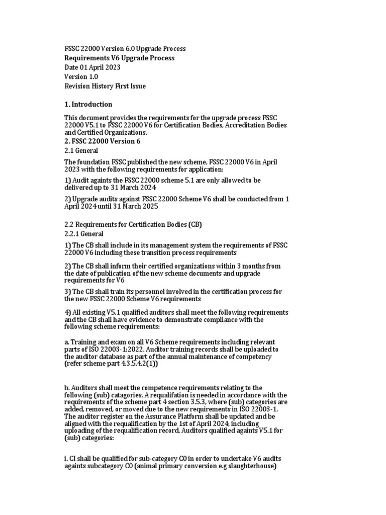 FSSC 22000 Version 6 Upgrade Guide | PDF | Verification And Validation ...