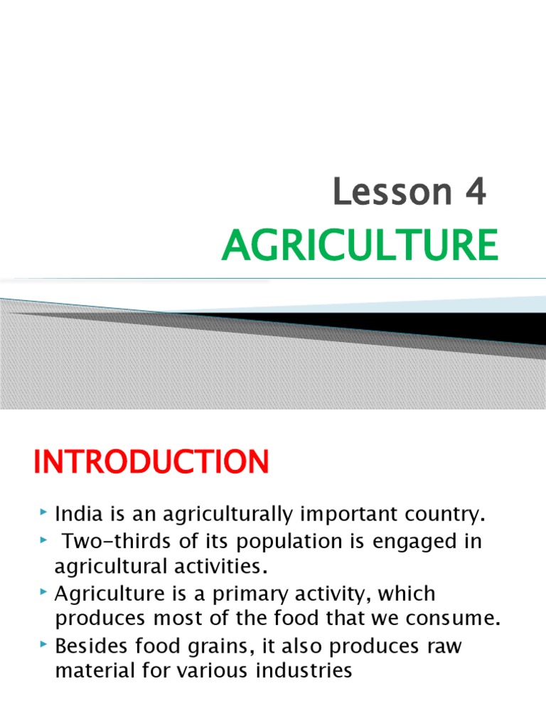 Lesson 4 Agriculture Pdf Agriculture Food Security