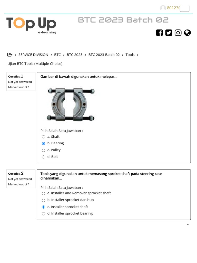 Ujian btc tools multiple choice pdf