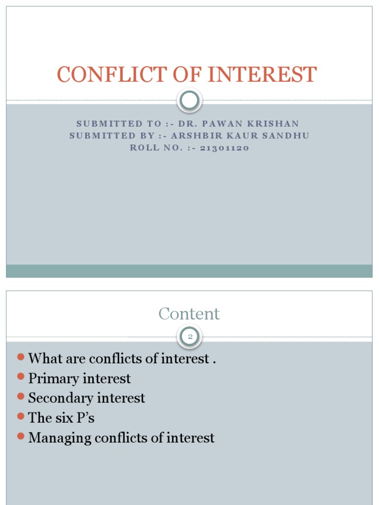 Understanding Conflicts of Interest | PDF | Conflict Of Interest ...