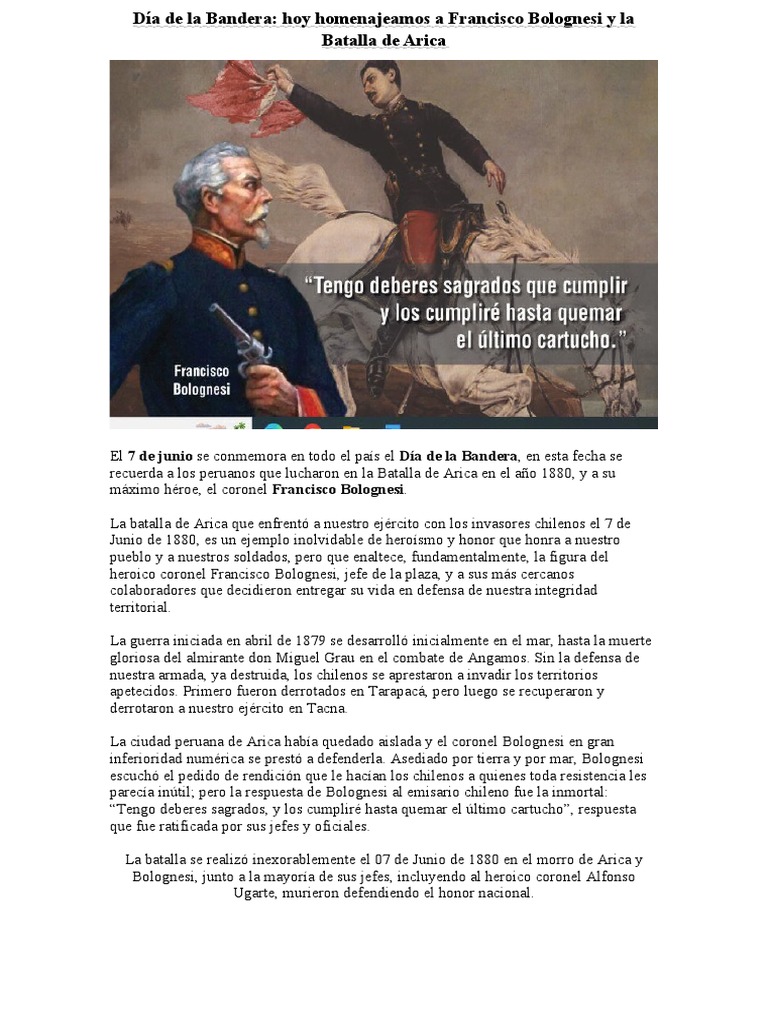 Homenaje a Bolognesi y la Batalla de Arica | PDF | Operaciones ...