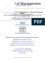 Journal of Management: Agenda Knowledge, Networks, and Knowledge Networks: A Review and Research