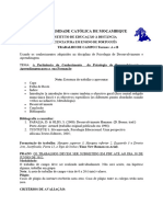 Trabalho de Campo 1 PDA - Turmas A e B Dra - Laurina