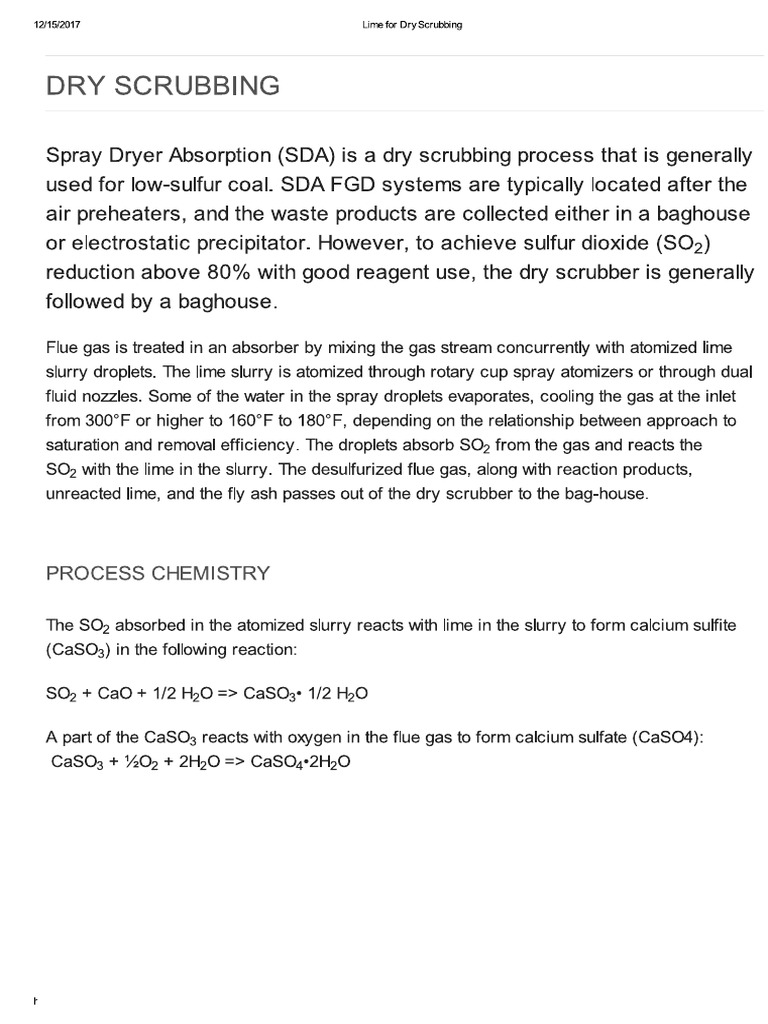 Lime For Dry Scrubbing | PDF