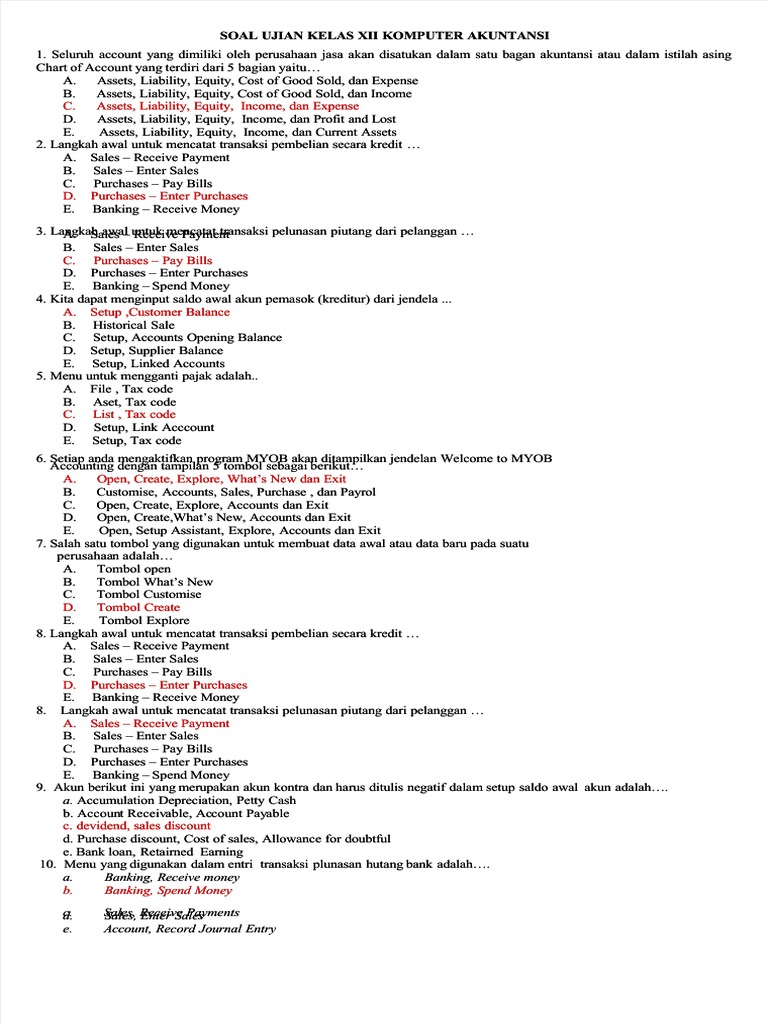 Pdf ujian kelas xii komputer akuntansi myob 2018 compress pdf