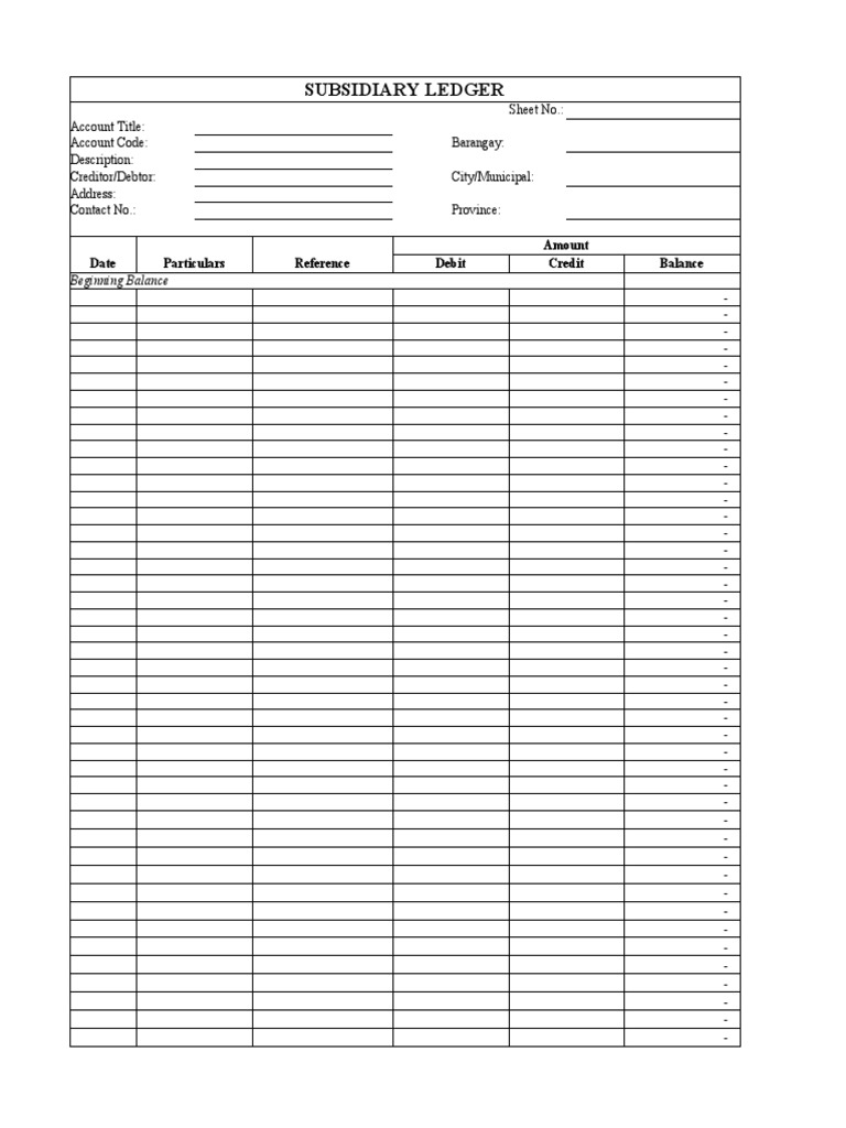 A-4 Subsidiary Ledger | PDF | Debits And Credits | Liability (Financial ...
