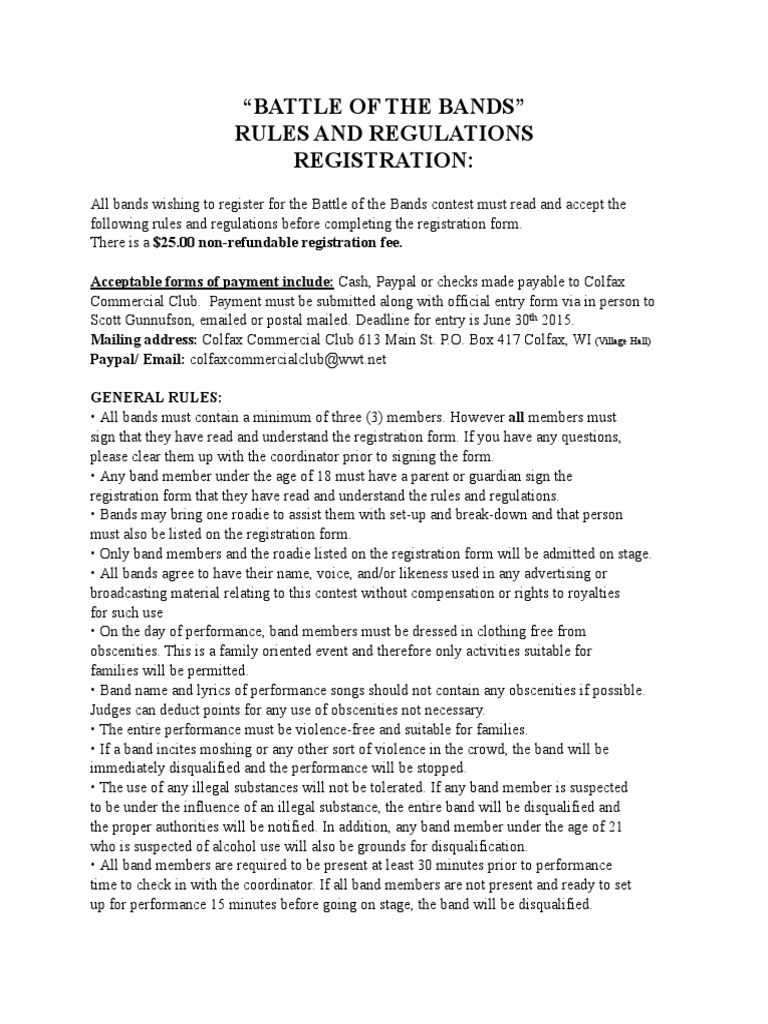 Battle of the Bands Guidelines | PDF | Art