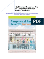 Management of Human Resources The Essentials Canadian 4th Edition Dessler Test Bank