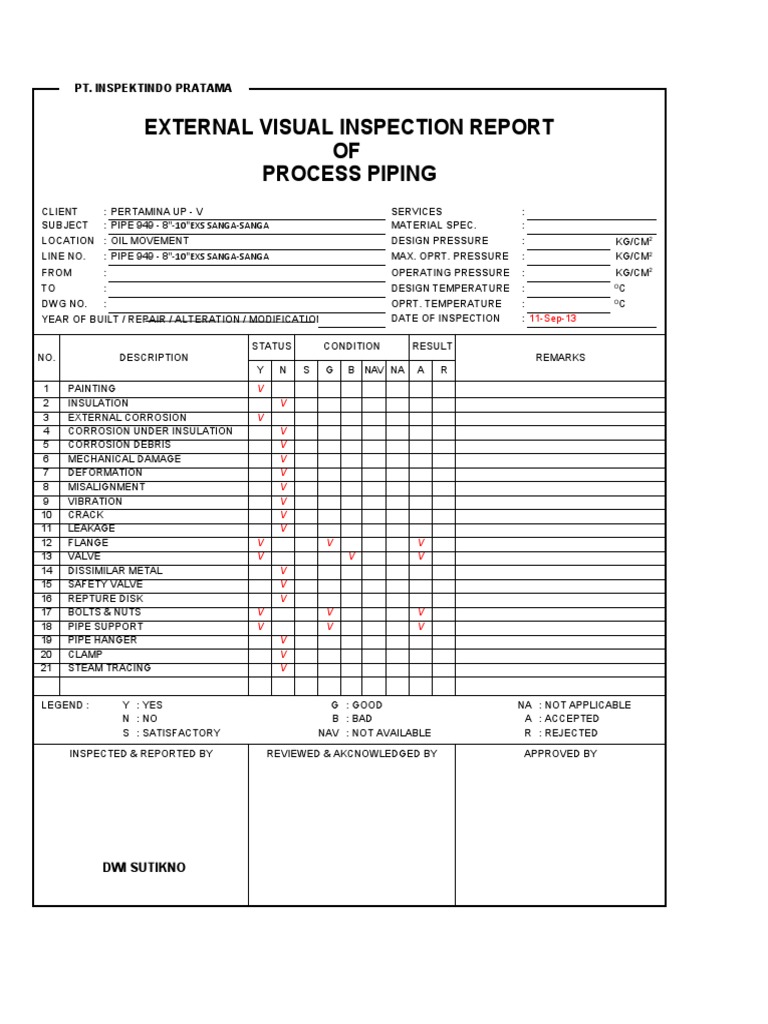 Piping Inspection Report for Pertamina | PDF | Pipe (Fluid Conveyance ...