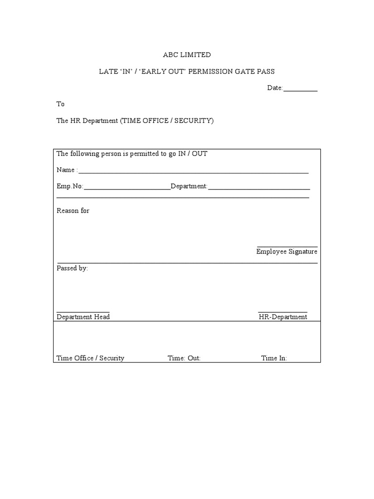 Gate Pass PDF