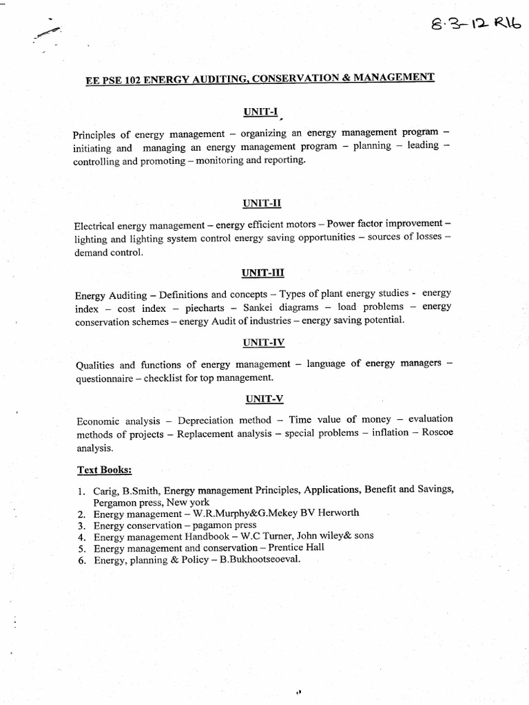 Of and - : Energy Auditingi Conservation Management | PDF | Energy