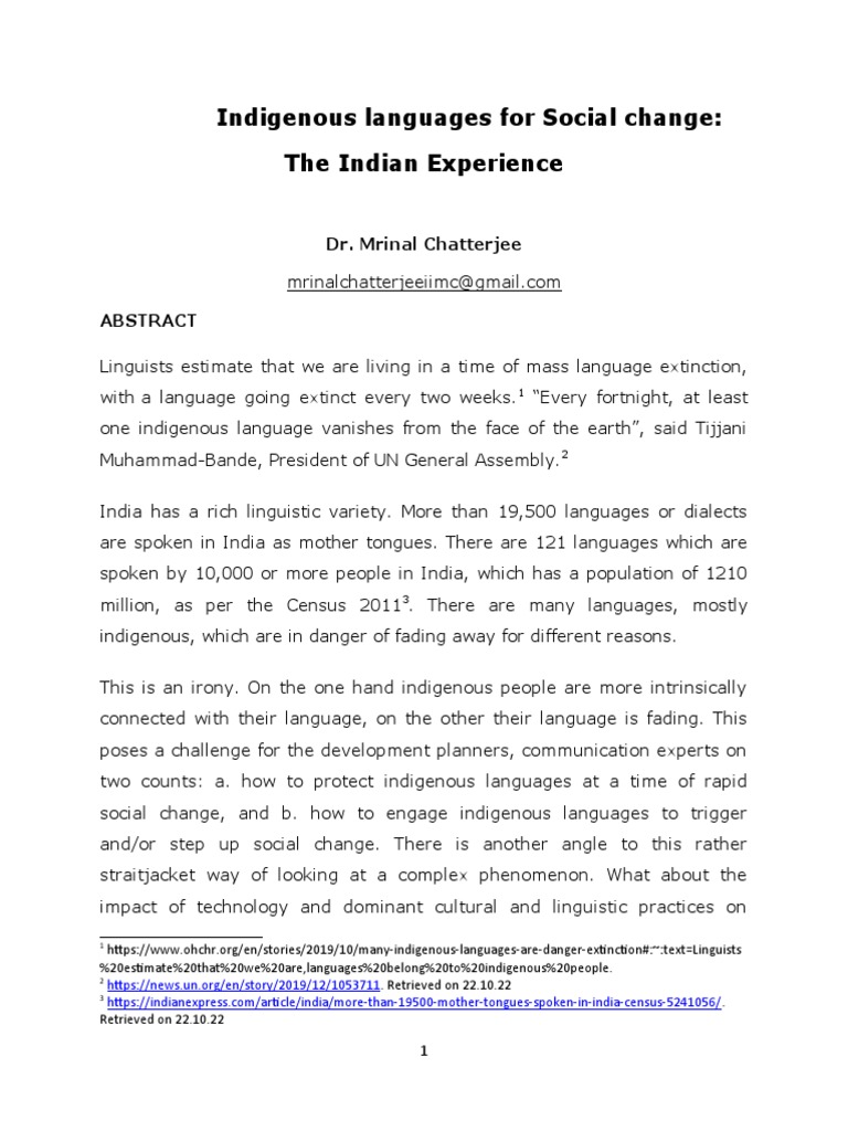 Indigenous Languages For Social Change | PDF | Human Communication