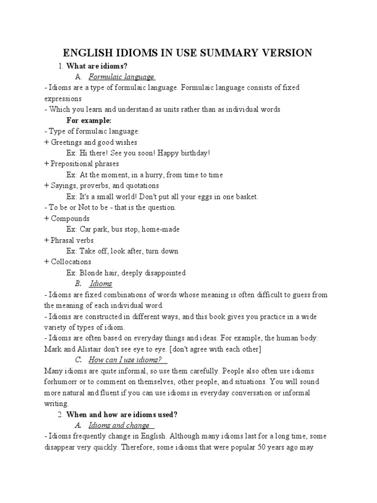English Idioms in Use | PDF | Metaphor | Idiom