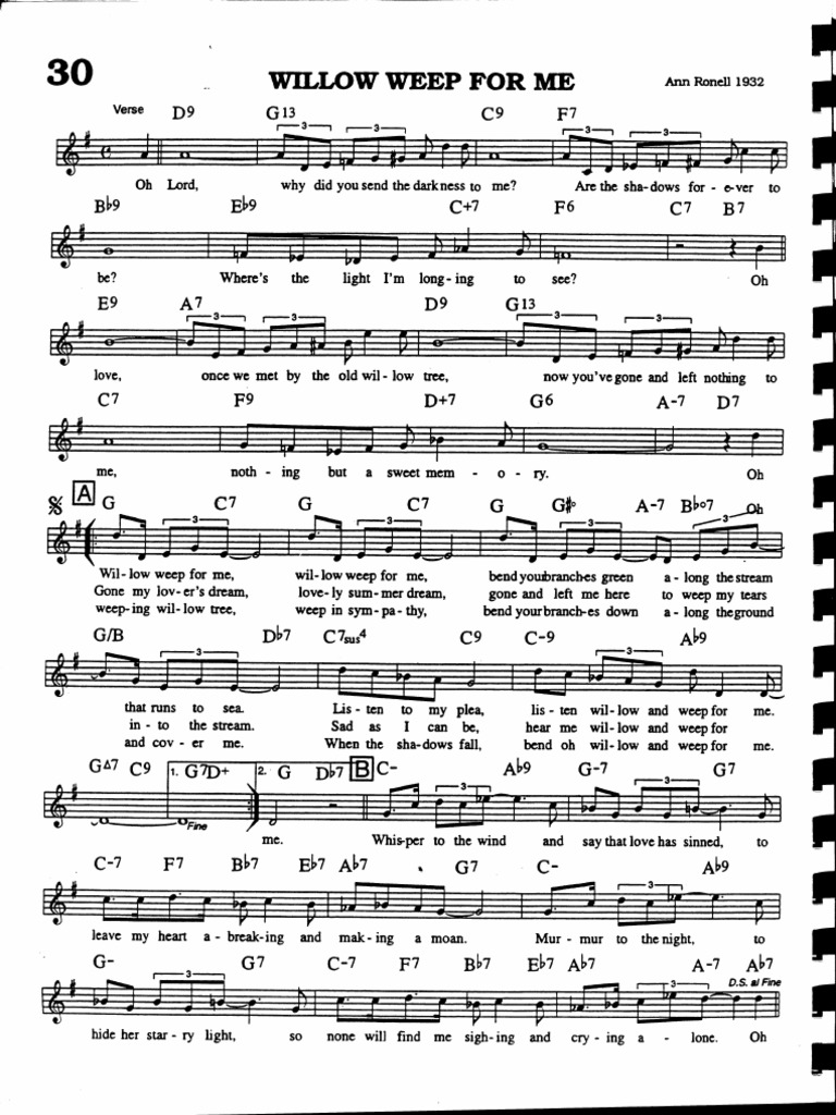 Willow Weep For Me PDF