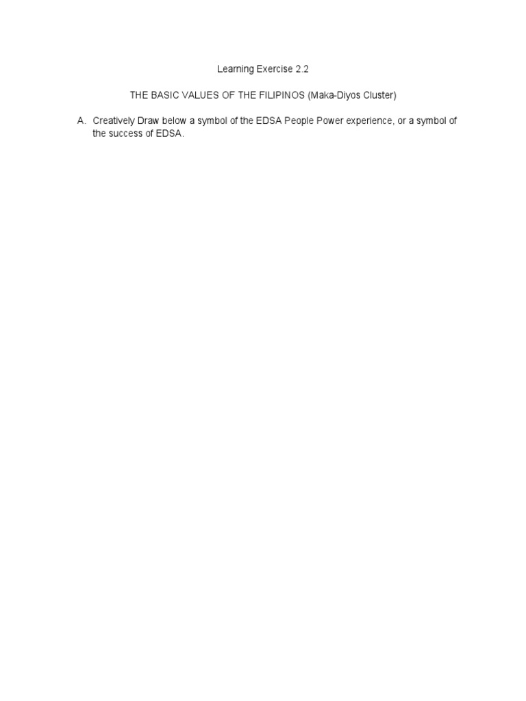 Filipino Values and EDSA Reflection Exercise | PDF