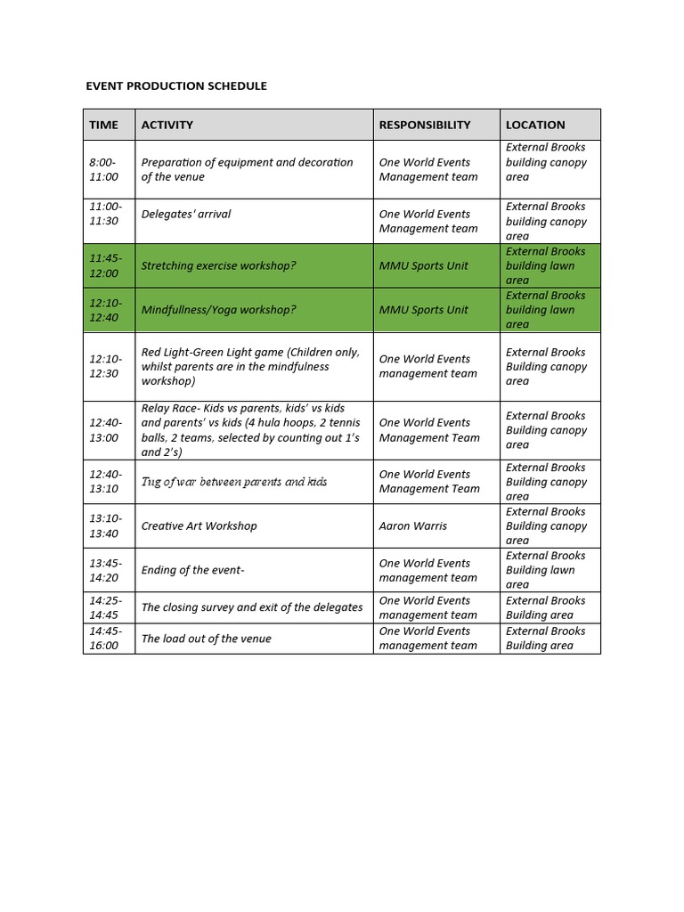 Event Production Schedule Guide | PDF | Physical Fitness | Indian ...