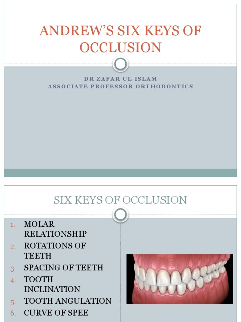 Andrew's Six Keys of Occlusion Explained | PDF | Wellness