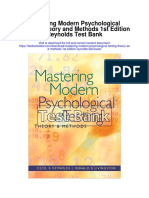 Mastering Modern Psychological Testing Theory and Methods 1st Edition Reynolds Test Bank