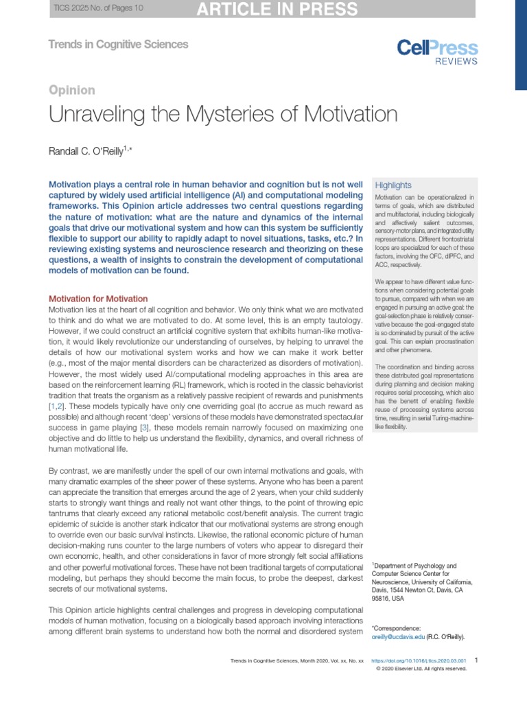 Unraveling The Mysteries of Motivation | PDF | Dorsolateral Prefrontal ...