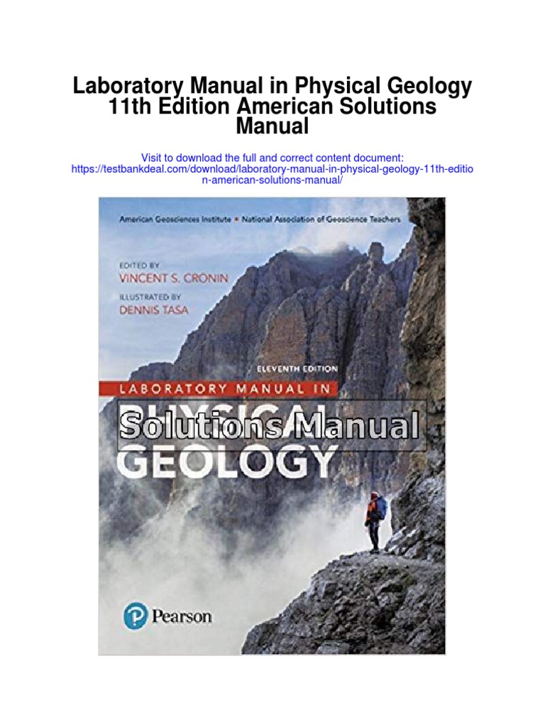 Laboratory Manual in Physical Geology 11th Edition American Solutions