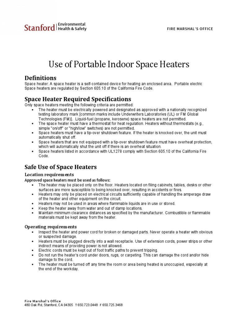 Policy For Space Heaters PDF Manufactured Goods Building Engineering